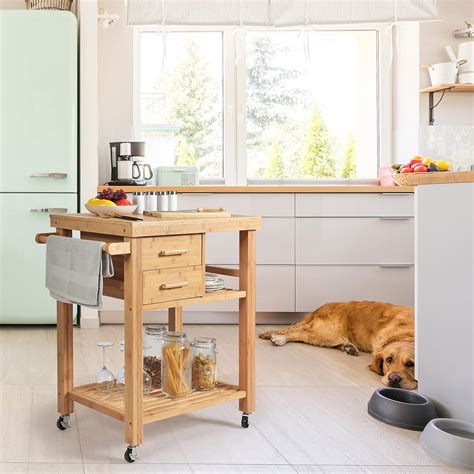 Buy HAPPYGRILL Happygrill Kitchen Island with Storage, Rolling Kitchen ...