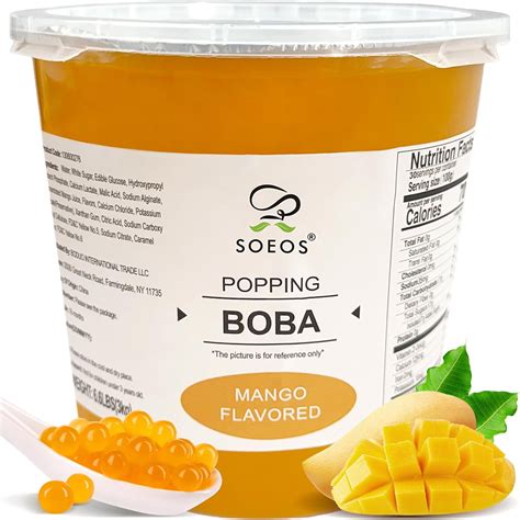 Soeos Mango Popping Boba Pearls, For Bubble Tea, Shakes, Smoothies and ...
