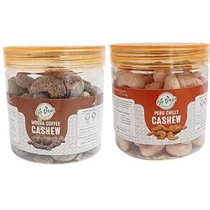 Go Real flavoured (Mocha Coffee & Peru chilly) Cashews (180 gm x 2 ...