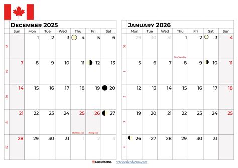 Download December 2025 Calendar Canada Printable