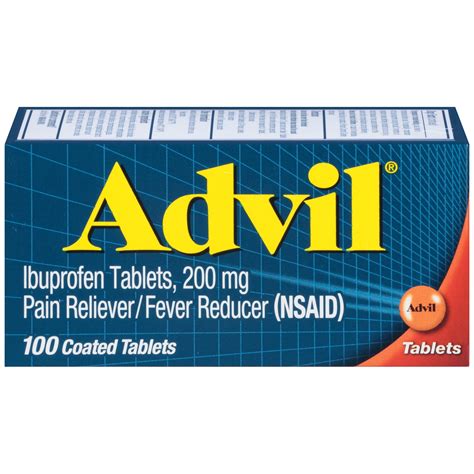 Advil Pain Reliever/Fever Reducer Ibuprofen Coated Tablets, 200 mg, 100 Ct - Walmart.com