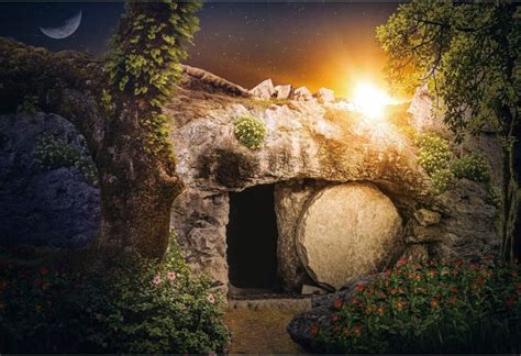 Buy Leowefowa Sunset Rock Tomb Resurrection of Jesus Backdrop 10x7ft ...