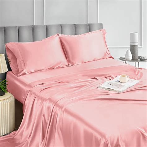 KaceMoo Satin Sheets King Size, Silk Soft Luxury Satin Bed Sheet ...