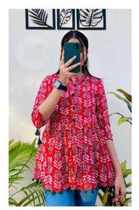 PaliwalArts Casual Printed Women Red, White, Green Top - Buy ...