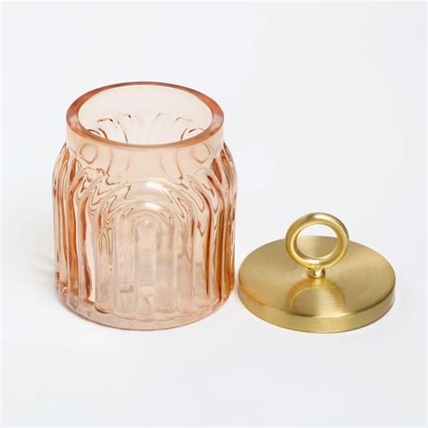 Buy Nova Dastkari Asra Glass Cotton Jar with Metal Lid from Home Centre ...
