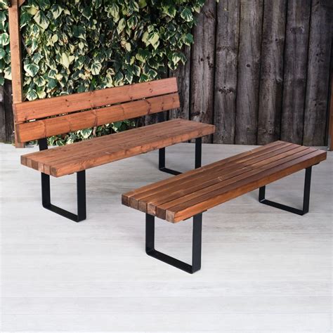 Bench with Back Wood & Steel | Outdoor Hospitality & Street Furniture