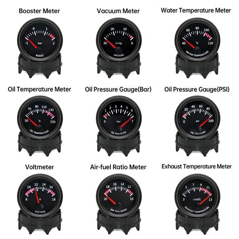 12V-Car-Gauge-52mm-Water-Temp-Oil-Temp-Voltmeter-Oil-Press-BAR-PSI ...