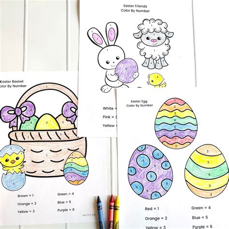 Easter Color By Number Worksheets (Free Printable!)