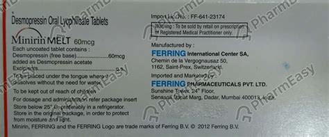 Buy Minirin 60 MG Tablet (10) Online at Flat 15% OFF | PharmEasy