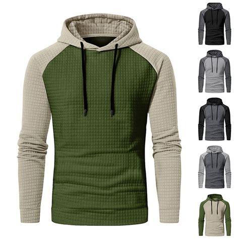DDAPJ pyju Mens Textured Hoodie Waffle Knit Hooded Sweatshirt Raglan ...
