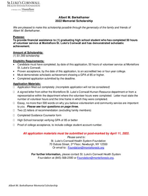 Fillable Online We are pleased to make this scholarship possible ...