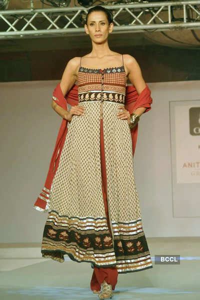 A model walks the ramp in designer Rina Dhaka's creation during Cotton ...