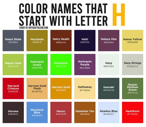 150 Colors That Start With H: Color Names, Hex, RGB, CMYK Codes