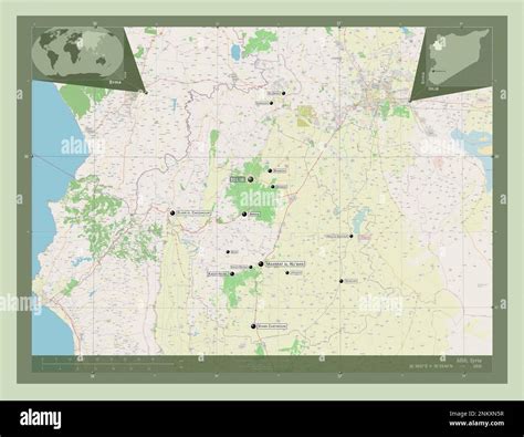 Idlib, province of Syria. Open Street Map. Locations and names of major ...