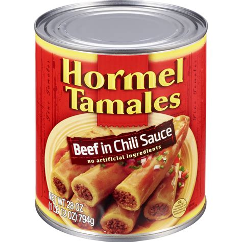HORMEL Beef Tamales in Chili Sauce, Shelf Stable, 28 oz Steel Can Deals ...