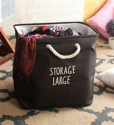 Buy 12 Ltr Black Canvas Laundry Basket at 65% OFF by Cortina | Pepperfry