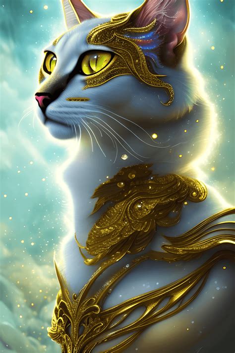 Warrior Cat with Shimmering Water · Creative Fabrica
