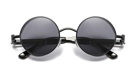 ARZONAI Unisex Adult Round UV Protected Sunglasses (Black Frame, Black ...