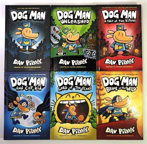Dav Pilkey Adventures of Dog Man Series 1-6 Books Collection Set (Dog ...