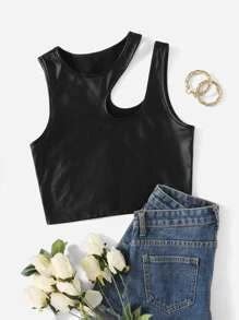 Plus Asymmetrical Neck Crop Tank Top | SHEIN USA