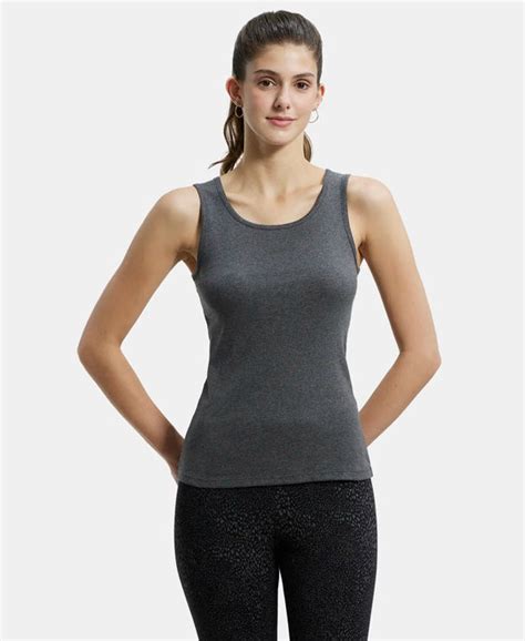 Buy Super Combed Cotton Rib Fabric Slim Fit Solid Tank Top - Charcoal ...