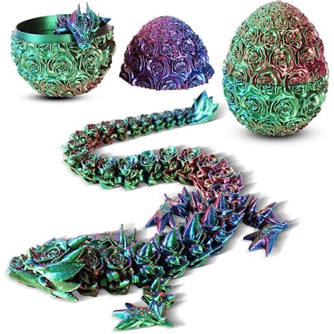 DYUES 3D Printed Dragon in Rose Dragon Egg, Gifts for children ...