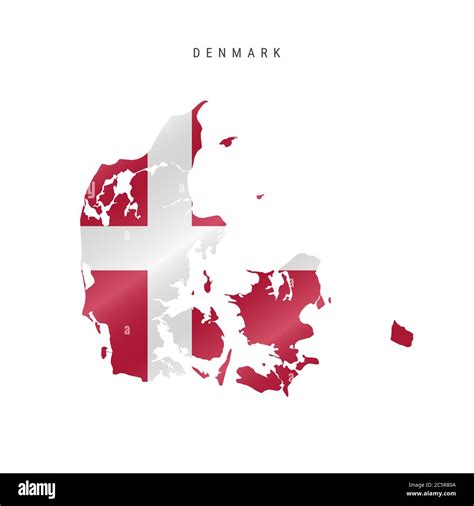 Detailed waving flag map of Denmark. map with masked flag Stock Photo - Alamy