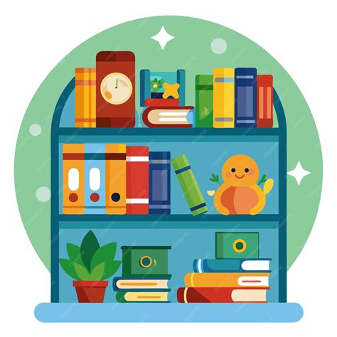 Kids bookshelf clip art and Vector Design With a White Background ...