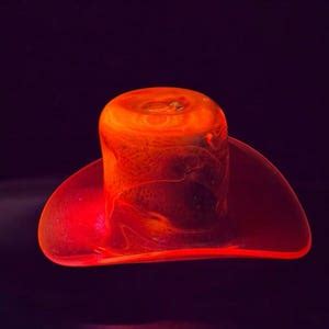 1960s Yellow Hand Blown Glass Hat Shape Bowl Dish Cadmium UV Glowing ...