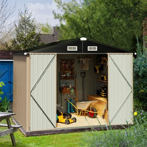 Buy Aoxun Outdoor Shed - 8 x 6 ft Storage Sheds Galvanized Metal Shed ...