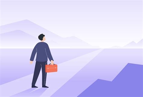 Back view of landscape with businessman and long way ahead. business ...