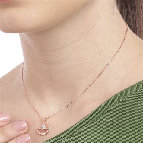 Saturn & Moon Rose Gold Plated 925 Sterling Silver Necklace - Valentine ...