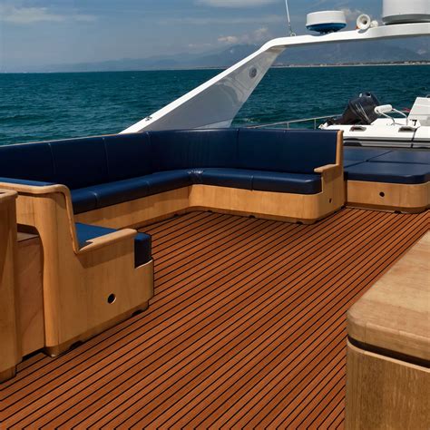 240 x 60cm Faux Teak EVA Foam Deck Sheet Self-Adhesive Non-Slip Boat ...