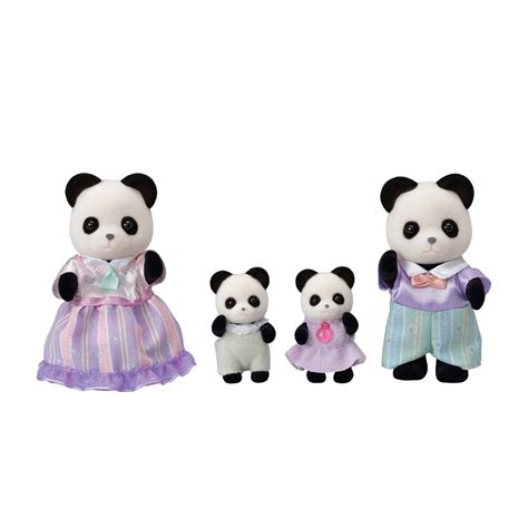 Calico Critters Pookie Panda Family, Set of 4 Collectible Doll Figures ...