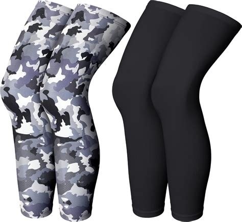 2 Pairs Compression Leg Sleeve Full Length Leg Sleeves Sports Cycling ...
