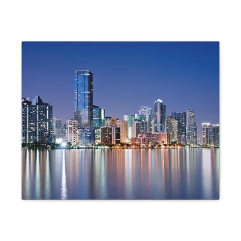 Miami Night Skyline Canvas Artwork Breathtaking Stunning Cityscape for ...