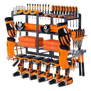 ATSKIM 4 Layers Large Power Tool Organizer Wall Mount, Weight Capacity ...