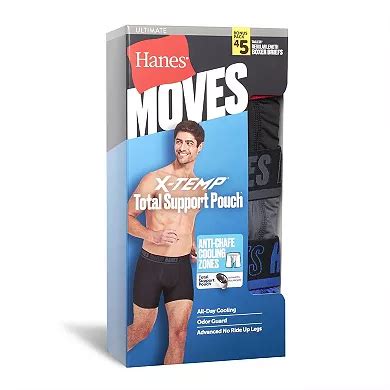 Men's Hanes® 4+1 Bonus Pack Moves Ultimate X Temp Anti Chafe Total ...