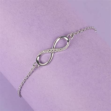 Buy CLARA 925 Sterling Silver Infinity Bracelet | Adjustable, Rhodium ...