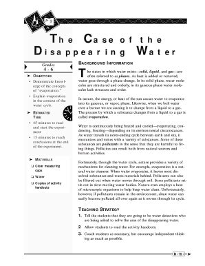 Fillable Online cmase uark The Case of the Disappearing Water This K-6 ...