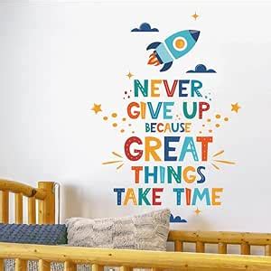 Tipi Tipi Tap Never Give Up Inspirational Quote Wall Stickers Wall Art ...