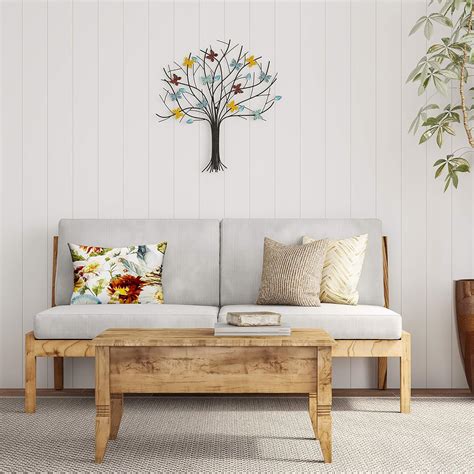 Buy Lavish Home Tree of Life Metal Wall Art Hand Painted 3D Butterflies ...