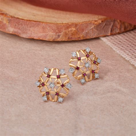 Stunning Floral Broad Diamond Stud Earrings