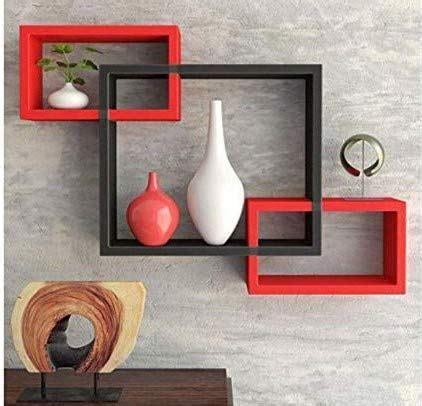 Furniture Cafe® Wooden Intersecting Wall Shelf Home Decor Items Rack ...