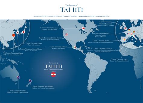 World Map Showing Tahiti French Polynesia Society Islands Tahiti