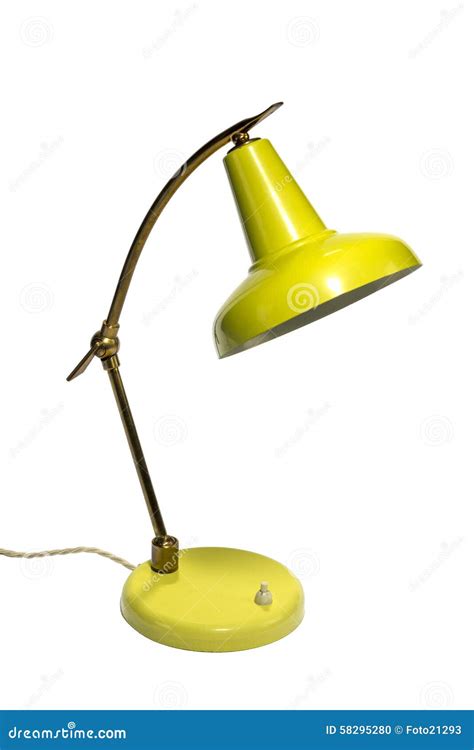 Antique Retro Yellow Desk Lamp Isolated on White Stock Photo - Image of ...