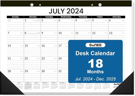 SUNEE Desk Calendar 2024-2025 17x12, 18 Months, JUL. India | Ubuy