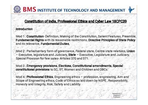Module 1 CPC - Cpc - Constitution of India, Professional Ethics and ...