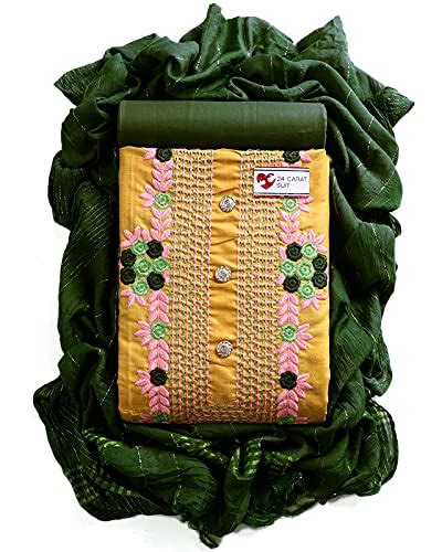 Sun Fashion And Lifestyle Women's Cotton Embroidery Unstitched Salwar ...