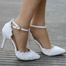 Wedding White Pumps by White Lace Wedding Shoes Heels Thin Heels Pointed Wedding White Pumps